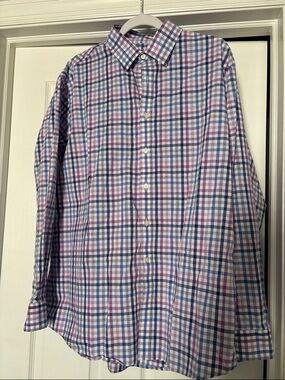 Jos. A Banks Checked Button-Up Shirt in Blue & Purple size XL